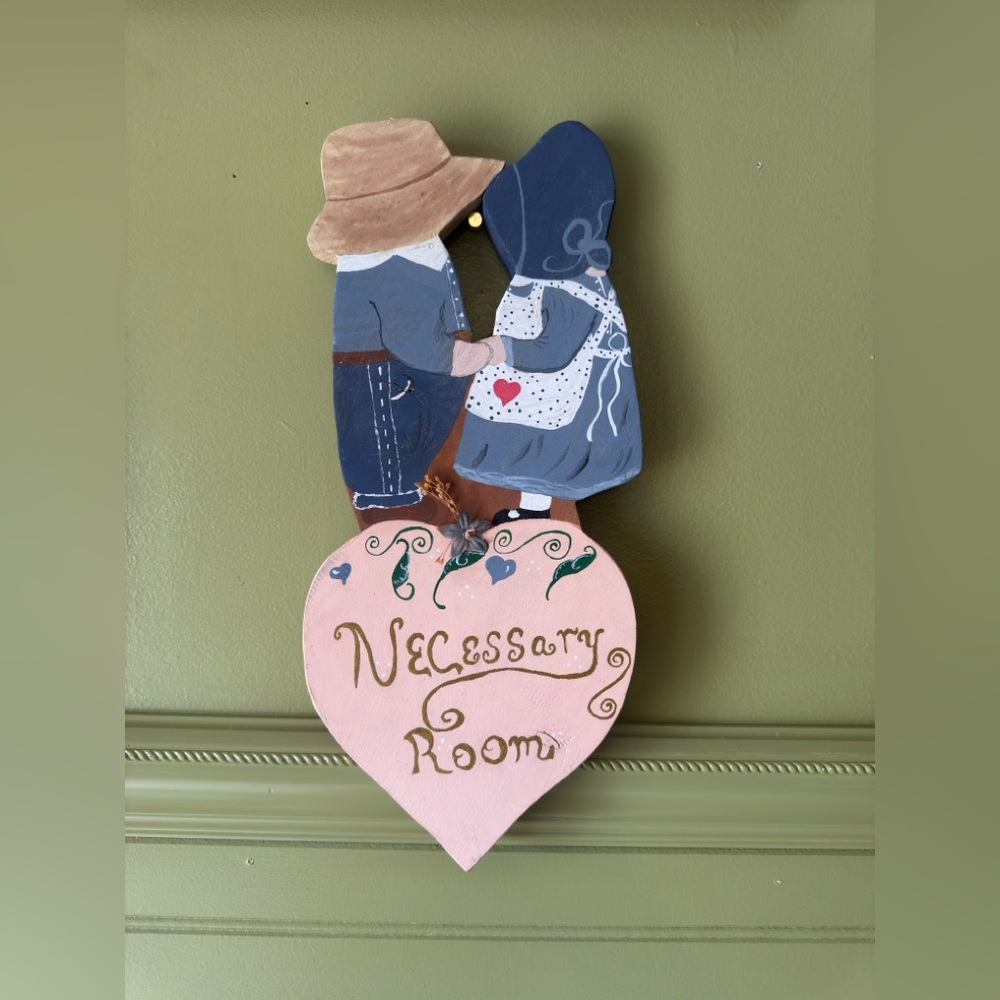Hand-Painted Pink Heart 'Necessary Room' Wall Decor by